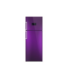 Shiny purple refrigerator isolated on white