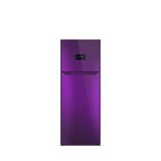 Shiny purple refrigerator isolated on white N2