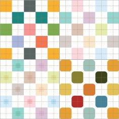 retro and pastel color plaid checker pattern 4 styles set