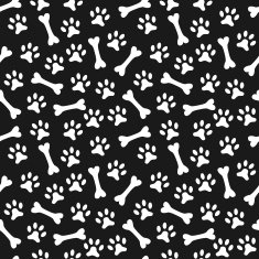 Animal seamless pattern of paw footprint and bone