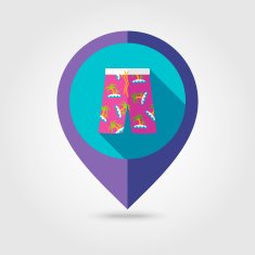 Men Beach Shortsl flat mapping pin icon