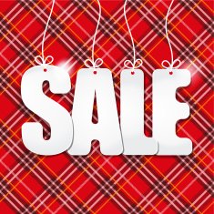 Sale illustration with white text on red cage