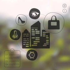 shopping infographic with unfocused background N9