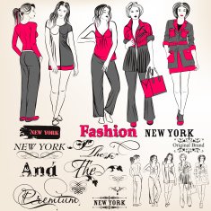 Fashion vector stylish girls silhouettes for design N2