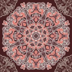 Round floral design seamless pattern