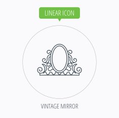 Vintage mirror icon Retro decoration sign N6
