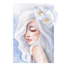 Beauty Fantasy portrait of a young girl Watercolor illustration