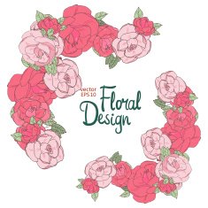 Vintage wedding border with pink roses N8