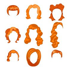 set with different hairstyles Redhead hand-drawn illustration