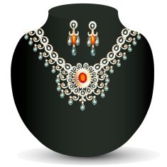illustration women's necklace with precious stones and pearls