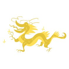 Funny flat cartoon vector Chinese golden dragon