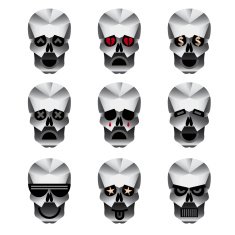 Happy skull emotion icons set N2
