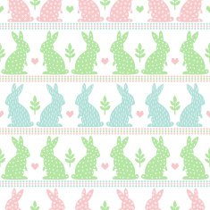 Cute Easter Pattern with Bunny plant and hearts