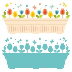 Vector illustration with flower pot in flat style N5