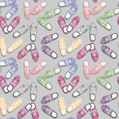 Realistic colorful sport sneakers Seamless pattern