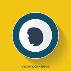 Yellow Lady face Icon Button N2