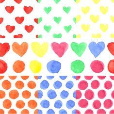 Watercolor colored heart polka dot Baby seamless pattern