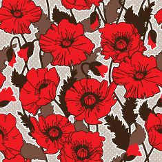 seamless pattern with field poppies