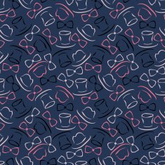 Seamless pattern with hat and bow-tie