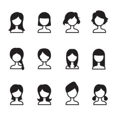 Woman hair style icons vector symbol iIllustration Set