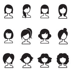 Woman hair style icons vector symbol iIllustration