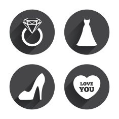 Wedding dress icon Women's shoe symbol N8