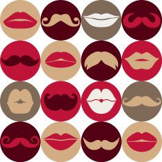 Moustaches and lips set Design elements