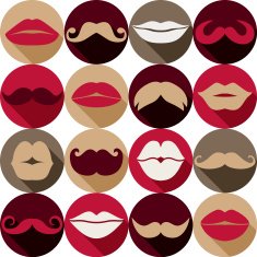 Moustaches and lips set Design elements N2