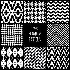 Seamless set fabric pattern of black and white