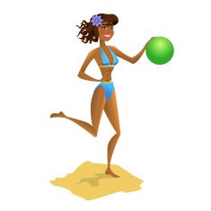 Girl with ball on the beach Vector illustration