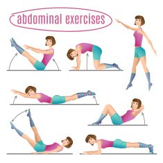Set of exercises Woman doing abdominal N2