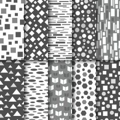 Set of seamless black and white patterns Geometric style design