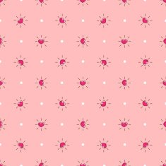 Vector pink hearts with rays seamless pattern Hearts background in