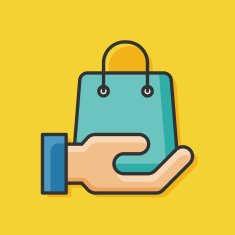 shopping paper bag color line icon
