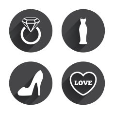 Wedding dress icon Women's shoe symbol N9