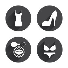 Women dress icon Sexy shoe sign Perfume N8