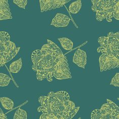 Seamless Pattern with yellow Flowers on green Background