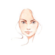 Beautiful woman face 2 Hand-drawn watercolor illustration Vector