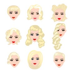 Set of blond hair styling N4