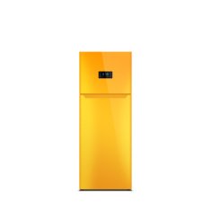 Orange refrigerator isolated on white