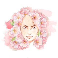 Face of spring Beautiful woman face and flowers