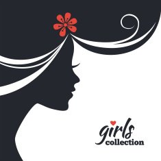 Beautiful woman silhouette with flowers Girls collection N5
