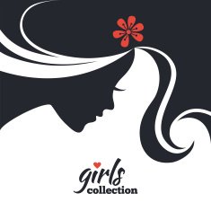 Beautiful woman silhouette with flowers Girls collection N6