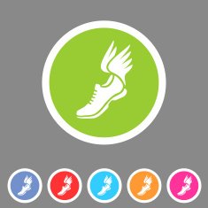 Running shoes wings icon flat web sign symbol logo label N4