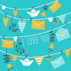 Romantic concept card with hearts and flowers