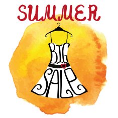 Summer big Sale lettering Dress watercolor yellow splash
