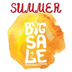 Summer big Sale lettering Tee Shirt watercolor yellow splash