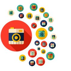 Flat concept design with shadow collection camera