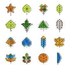 Leaf icon set in line style