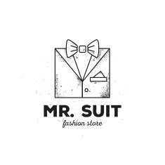 Vector outline man suit logo with old style grunge effect